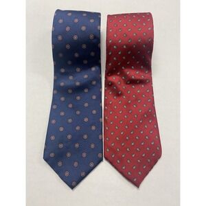 Preswick‎ & Moore Lot Of 2 Mens Silk Tie Handmade In USA Red & Blue W/ Paisley
